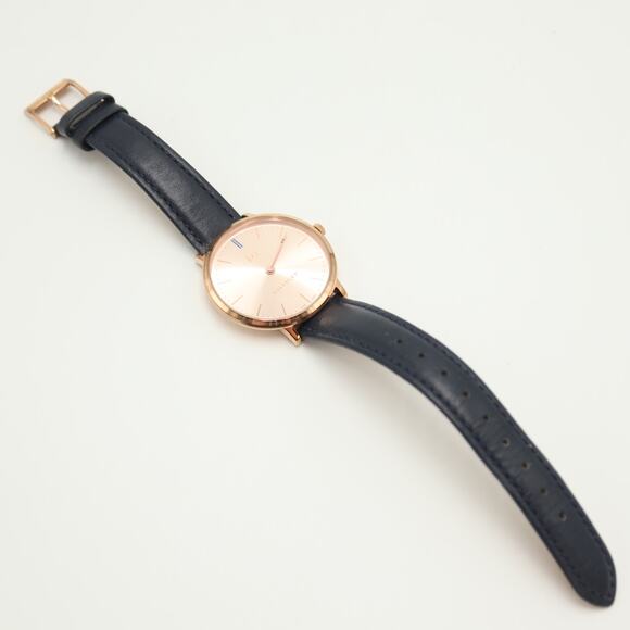 Tommy Hilfiger Womens Rose Gold Tone Slim 35mm Watch Blue Leather w New Battery main image 7